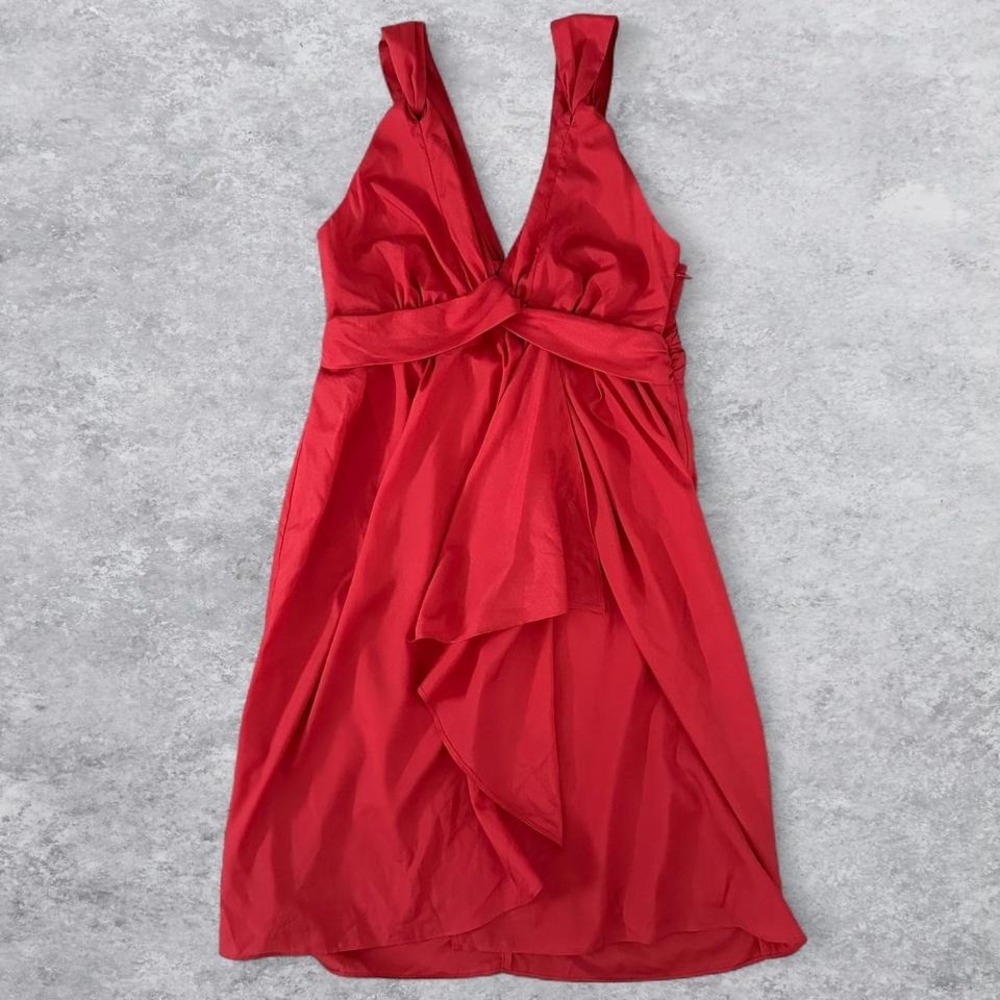 NWT Banana Republic Orange Twisted Strap Draped Cocktail Mini Dressโ V Neck Sz 0